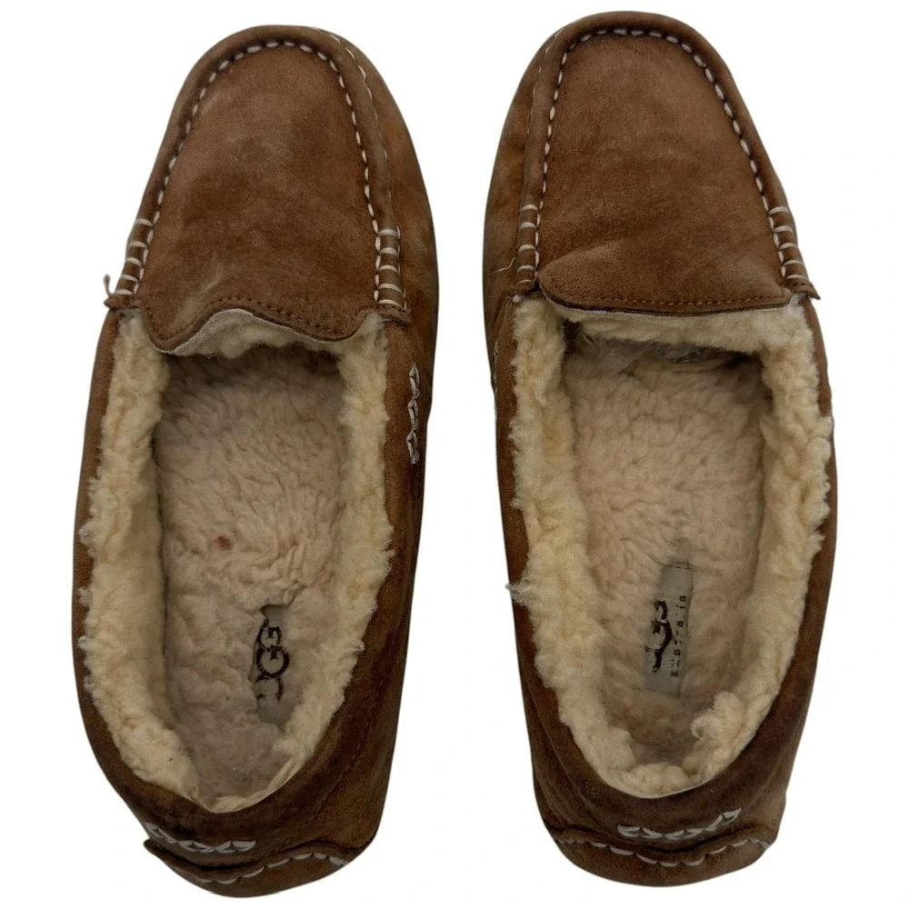 UGG Australia Chestnut Suede Shearling Moccasin Slippers Men's Est 5